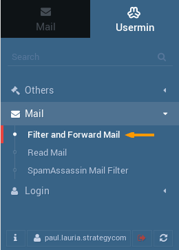 Filter and Forward Mail — Usermin 1.690